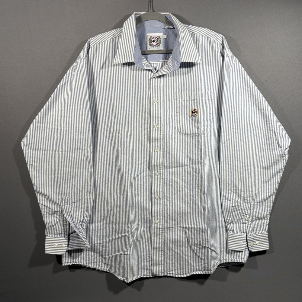 Cinch Men’s Shirt Blue White Striped XXL Embroidered Western Classic Button Up